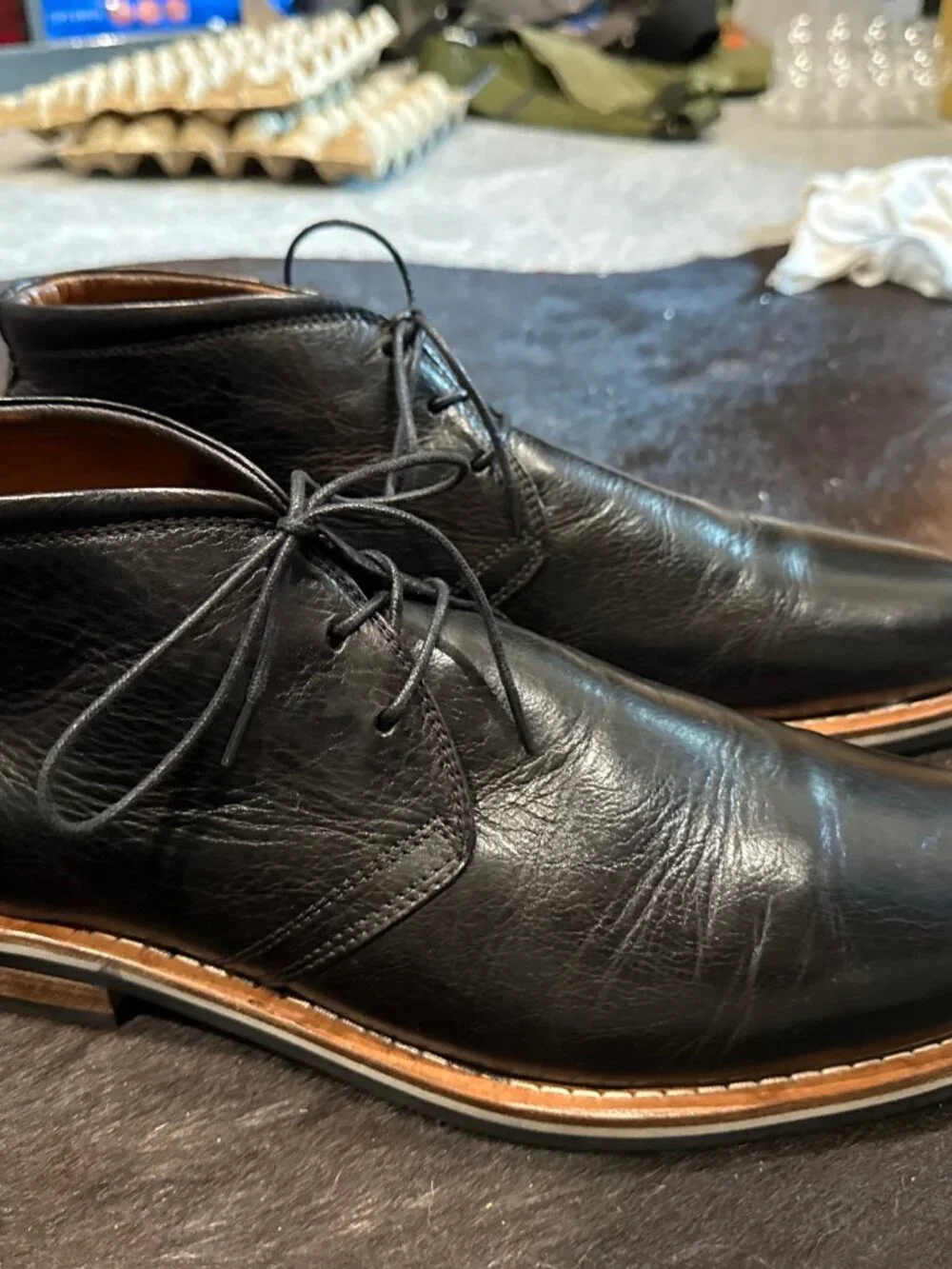 Helm Chukka Boots Men's The Hynes Whiskey Black Leather Lace Up Mid Top Size 13M